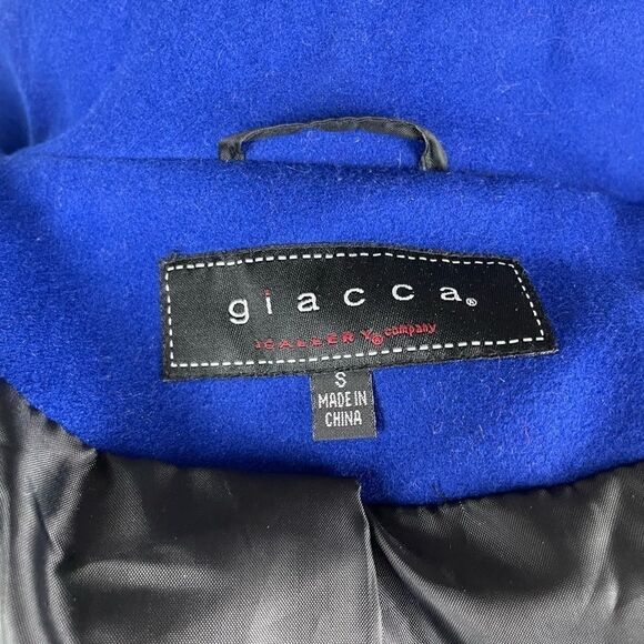 Giacca Blue Wool Blend Pea Coat Size S EUC - Picture 9 of 9